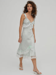 Mint Twist Jacquard Midi Slip Dress