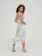 Mint Twist Jacquard Midi Slip Dress