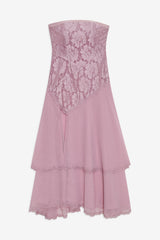 Claudia Rose Lace Strapless Midi Dress