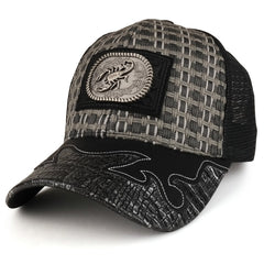 Trendy Apparel Shop Straw Design Metallic Scorpion Logo Trucker Mesh Adjustable Baseball Cap