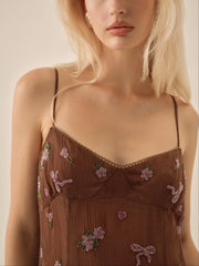 Beaded Garden Bow Mini Dress