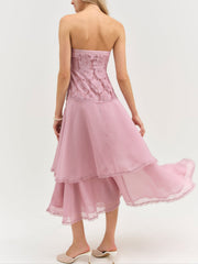 Claudia Rose Lace Strapless Midi Dress