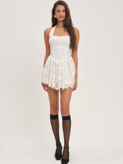 Lakeside Lace Halter Mini Dress