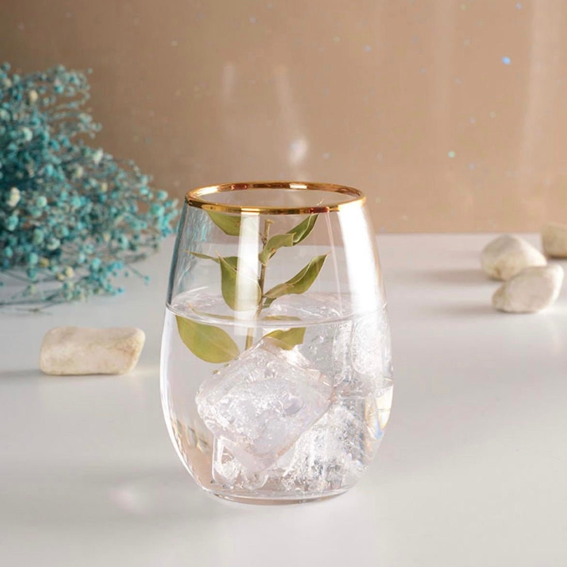 Amber Dråbeformet Drikkeglassæt m/Guldkant 6 stk. 570 ml. fra Pasabahce - Løven Home